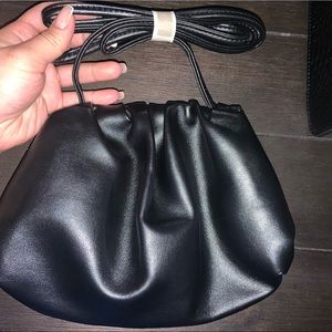 Mini Black Leather Dumpling Bag